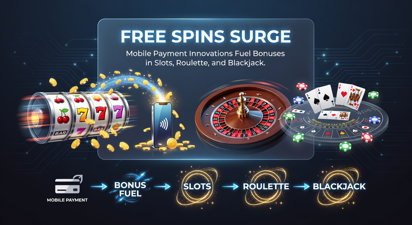 Diverse mobiele betaaliconen zoals Apple Pay en iDEAL naast blackjacktafel en free spins banner op een casino-app