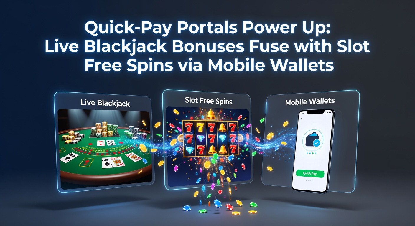 Schermafbeelding van een mobiel casino-app met snelle betaalopties, live blackjack-tafel en draaiende slotrollen vol free spins